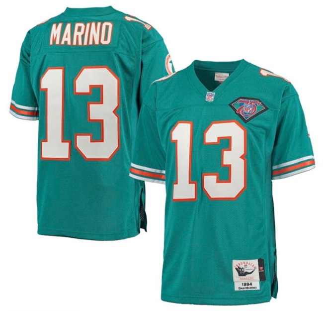 Men's Miami Dolphins Active Player Custom Mitchell & Ness Aqua Throwback Stitched Football Jersey